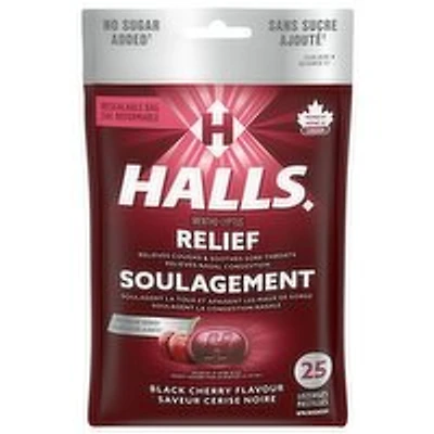 Halls - Cough Lozenges - Black Cherry NSA, 25 Each