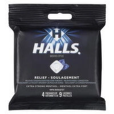 Halls - Cough Lozenges - Extra Strong Menthol, 4 Each