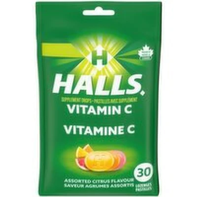 Halls - Supplement Drops - Assorted Citrus, 30 Each