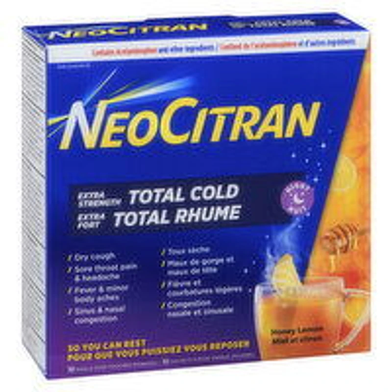 NeoCitran - Extra Strength Total Cold Night Honey Lemon, 10 Single Dose, 1 Each