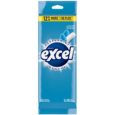 Excel - Peppermint Sugar Free Chewing Gum, 18 Pieces, 3 Each