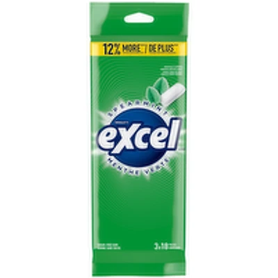 Excel - Spearmint Sugar Free Chewing Gum, 18 Pieces, 3 Each