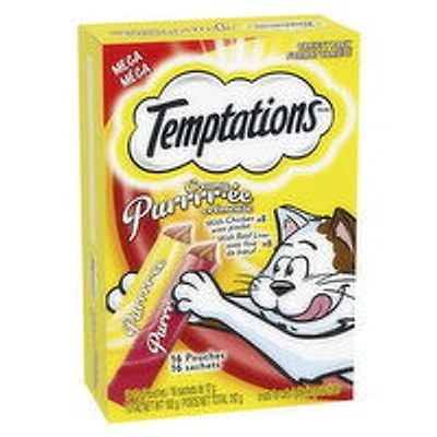 Temptations - Treats for Cats Creamy Purrrr-e Mega Variety Pack 16 Pouches, 192 Gram