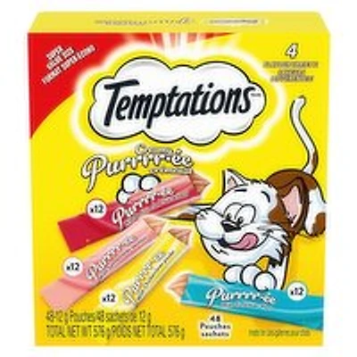 Temptation - Purees with Beef Liver, Salmon and Chicken Cat Treats, 48 Each