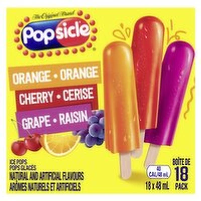 Popsicle - Ice Pops Orange Cherry Grape, 18 Each
