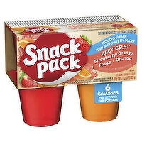 Snack Pack - Juicy Gels Reduced Sugar Strawberry Orange Cups 99g, 4 Each