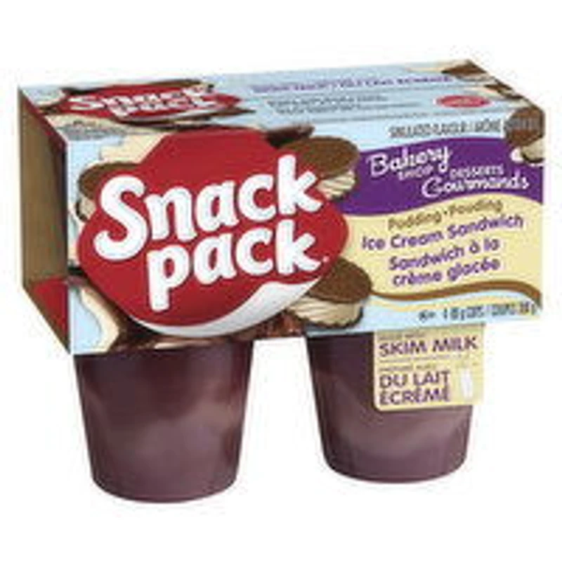 Snack Pack - Ice Cream Sandwich Pudding Cups 99g, 4 Each