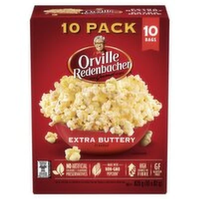 Orville Redenbacher's - Extra Buttery Flavour Microwave Popcorn, Pack of 10 Bags, 10 Each