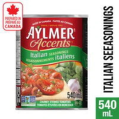 Aylmer - Accents Canned Chunky Stewed Tomatoes with Italian Seasonings, 540 Millilitre