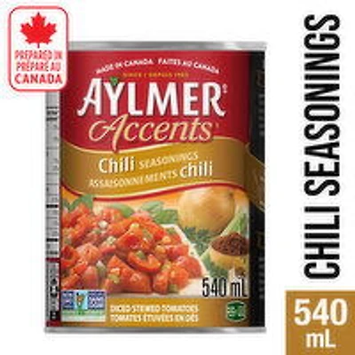 Aylmer - Accents Canned Diced Stewed Tomatoes with Chili Seasoning, 540 Millilitre