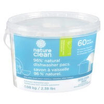Nature Clean - Automatic Dishwasher Pacs Unscented, 60 Each