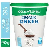 Olympic - Organic Greek Yogurt 0% Plain, 650 Gram