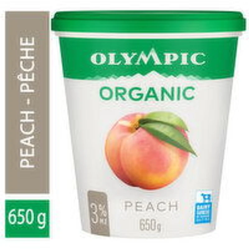 Olympic - Organic Peach Yogurt 3%, 650 Gram