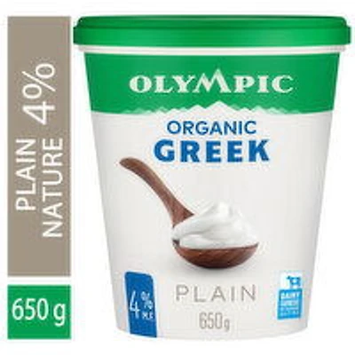Olympic - Organic Greek 4% Plain, 650 Gram