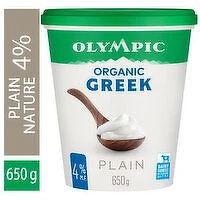 Olympic - Organic Greek 4% Plain, 650 Gram