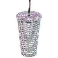 Iridescent - Rhinestone Double Wall Tumbler With Straw 480ML, 1 Each