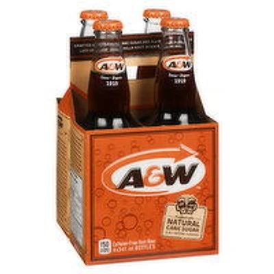 A&W - Root Beer - Glass Bottles, 4 Each