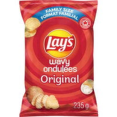 Lay's - Wavy Original Potato Chips, Family Size, 235 Gram
