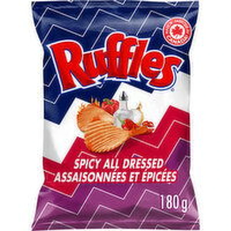 Ruffles - Potato Chips, Spicy All Dressed, 180 Gram