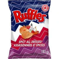 Ruffles - Potato Chips, Spicy All Dressed, 180 Gram