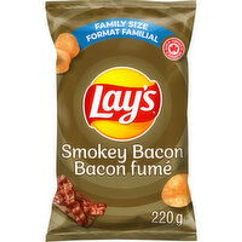 Lay's - Smokey Bacon Potato Chips, Family Size, 220 Gram