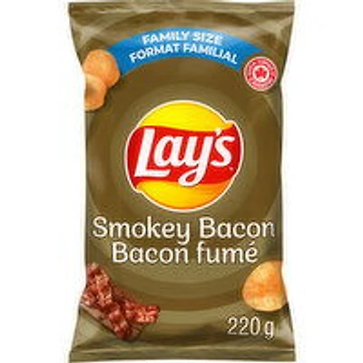 Lay's - Smokey Bacon Potato Chips, Family Size, 220 Gram