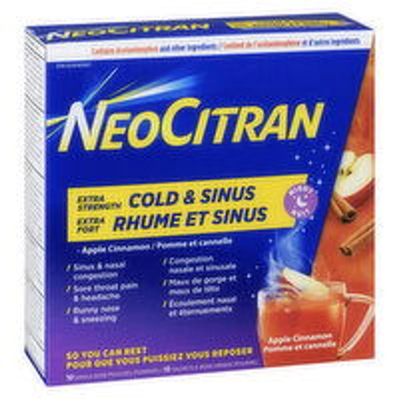 Neo Citran - Extra Strength Cold & Sinus - Apple Cinnamon, 10 Each