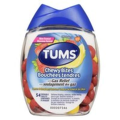 TUMS - Chewy Bites with Gas Relief - Lemon and Strawberry Flavour, 54 Each