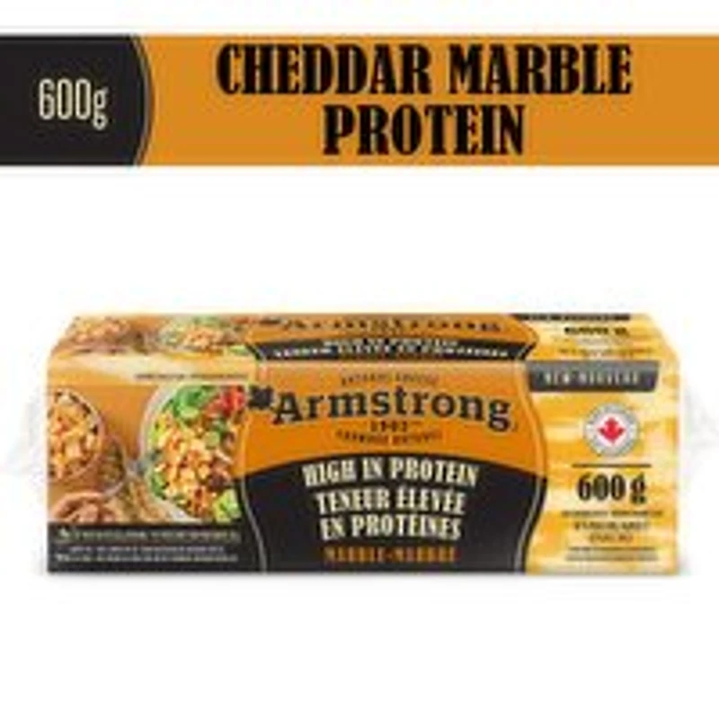 Armstrong - High In Protein Marble Cheddar Block, 600 Gram