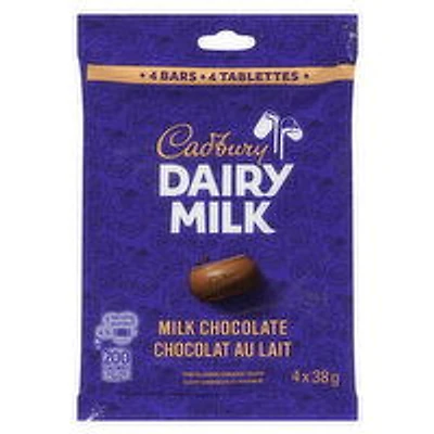 Cadbury - Dairy Milk Chocolate Bars, 4 Pack, 152 Gram
