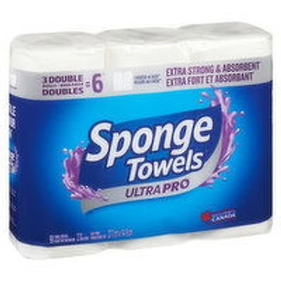 Sponge Towels - Ultra Pro 3 Double Rolls, 3 Each
