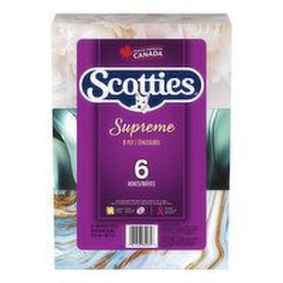 SCOTTIES - Supreme 3 Ply Facial Tissues, 6 Boxes, 6 Each