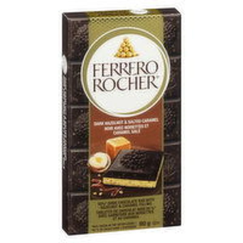 Ferrero - Rocher Premium Chocolate, Dark Chocolate Hazelnut and Salted Caramel, 90 Gram