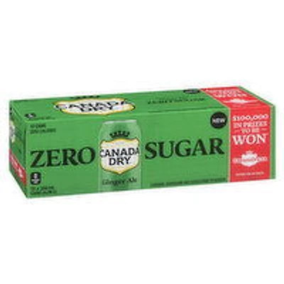Canada Dry - Ginger Ale Zero Sugar, 355mL Cans, 12 Each
