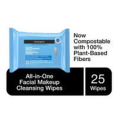 Neutrogena - All in One Makeup Removing Cleansing Wipes, 25 Pack, 1 Each