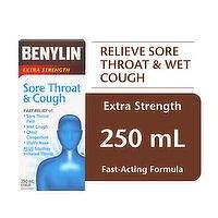 BENYLIN - Extra Strength Sore Throat & Cough Syrup, 250 Millilitre
