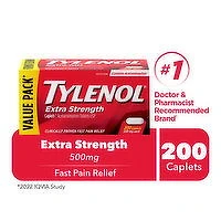 Tylenol - Extra Strength Caplets, 200 Each