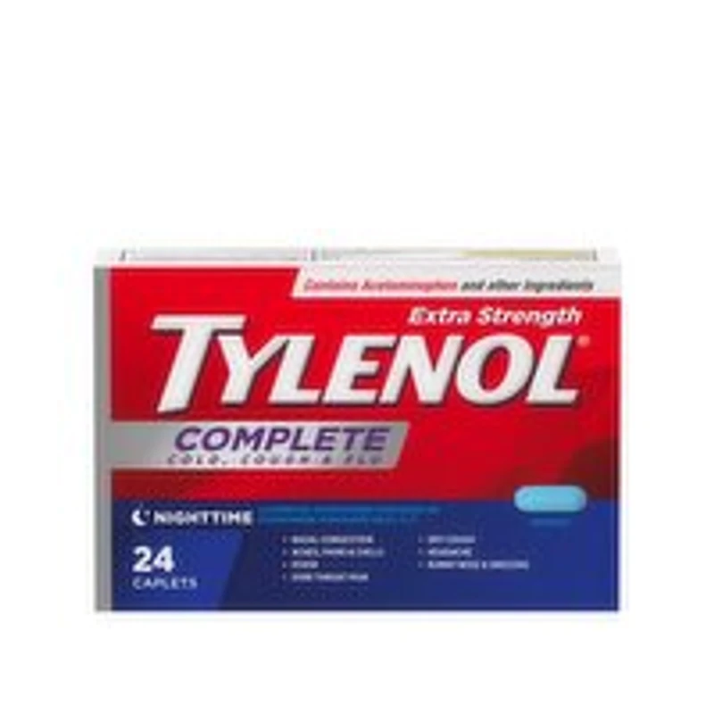 TYLENOL - Extra Strength Complete Cold, Cough & Flu Relief Night Caplets, 24 Pack, 1 Each