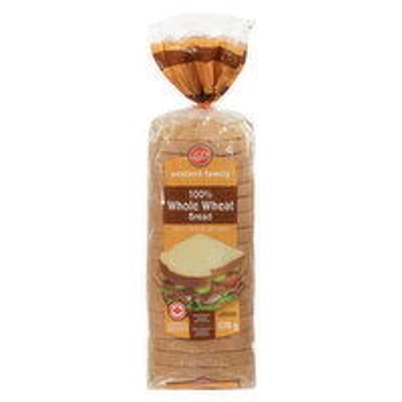Western Family - Bread - 100% Whole Wheat, Sliced, 570 Gram