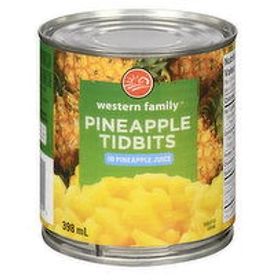 Western Family - Pineapple Tidbits in Pineapple Juice, 398 Millilitre
