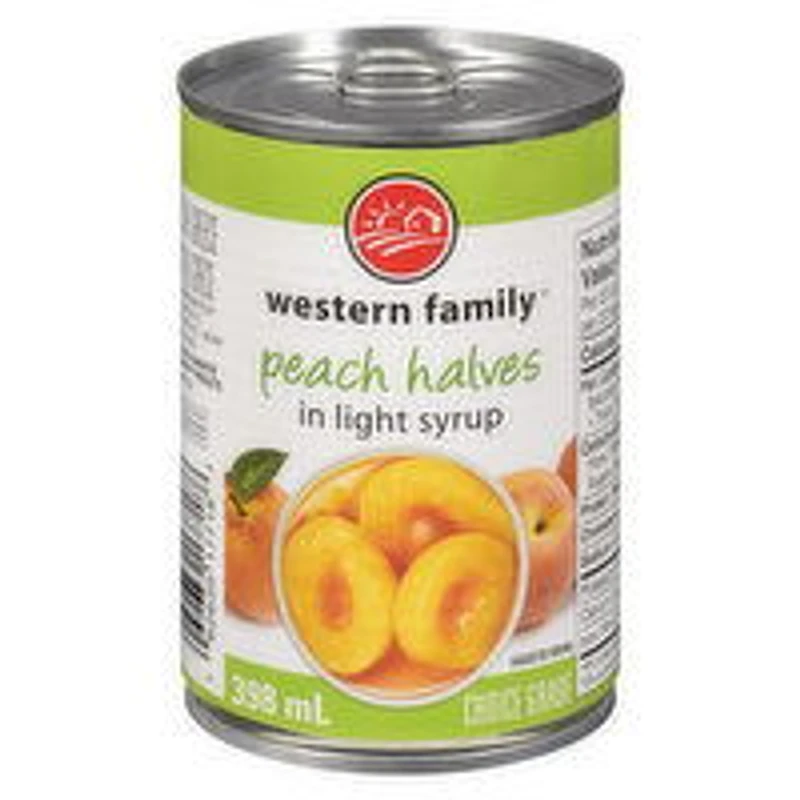 Western Family - Peach Halves in Light Syrup, 398 Millilitre