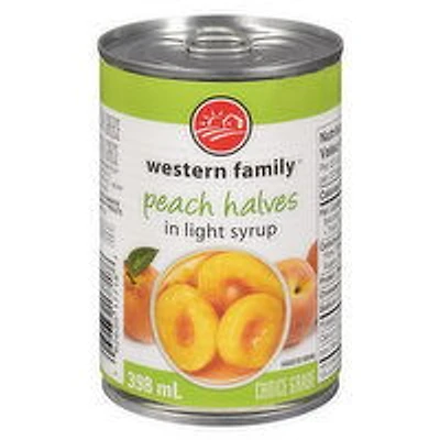 Western Family - Peach Halves in Light Syrup, 398 Millilitre
