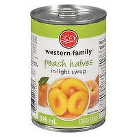 Western Family - Peach Halves in Light Syrup, 398 Millilitre
