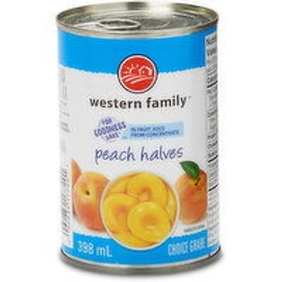 Western Family - Peach Halves in Fruit Juice, 398 Millilitre