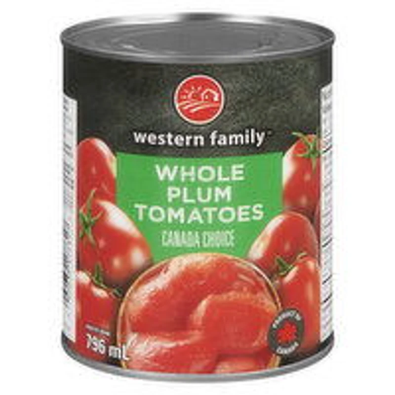 Western Family - Whole Plum Tomatoes, 796 Millilitre