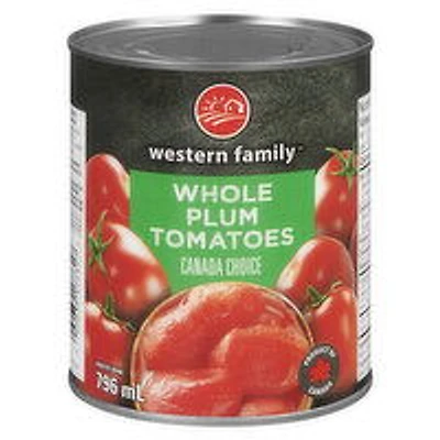 Western Family - Whole Plum Tomatoes, 796 Millilitre