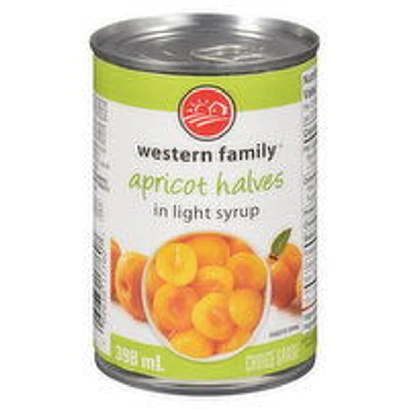 Western Family - Apricot Halves In Light Syrup, 398 Millilitre