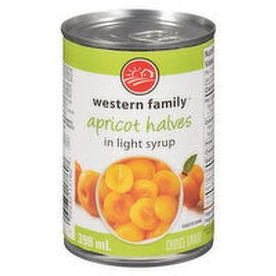 Western Family - Apricot Halves In Light Syrup, 398 Millilitre