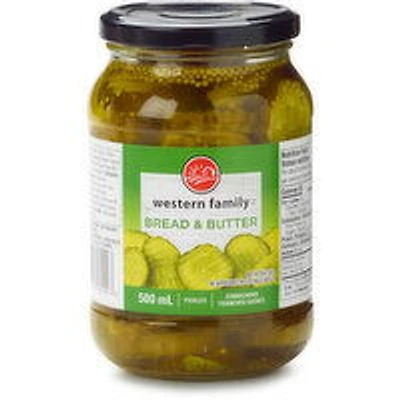 Western Family - Pickles, Bread & Butter, 500 Millilitre
