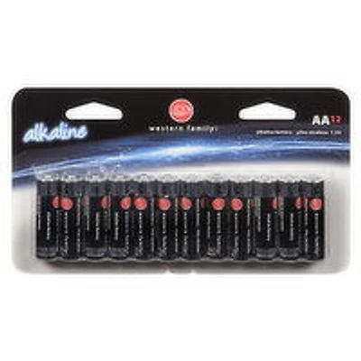 Western Family - WF Alkaline AA Batteries, 12 Each